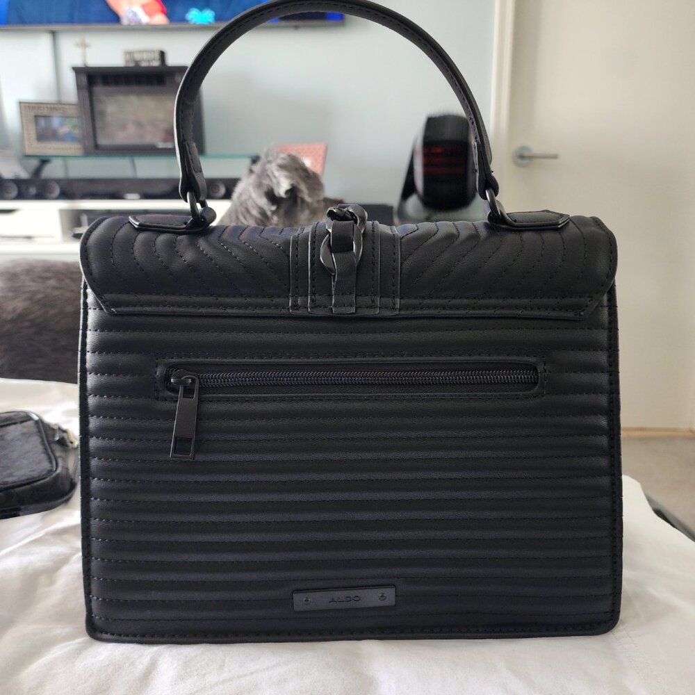 Aldo Black Quilted Top-Handle Shoulder Bag - Picture 2 of 4